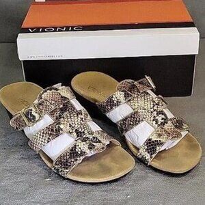 BOGO Vionic Radia Podiatrist Designed Wedge Slip On Sandals Snakeskin Slides 7